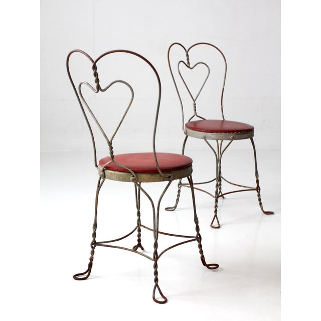 Metal Vintage 1960s Simpson Bosworth Heart Back Ice Cream Parlor Dinette Set For Sale - Image 7 of 18