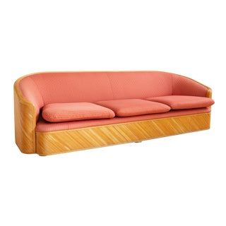 Split Reed Curved Sofa With Red Original Upholstery Fabric For Sale
