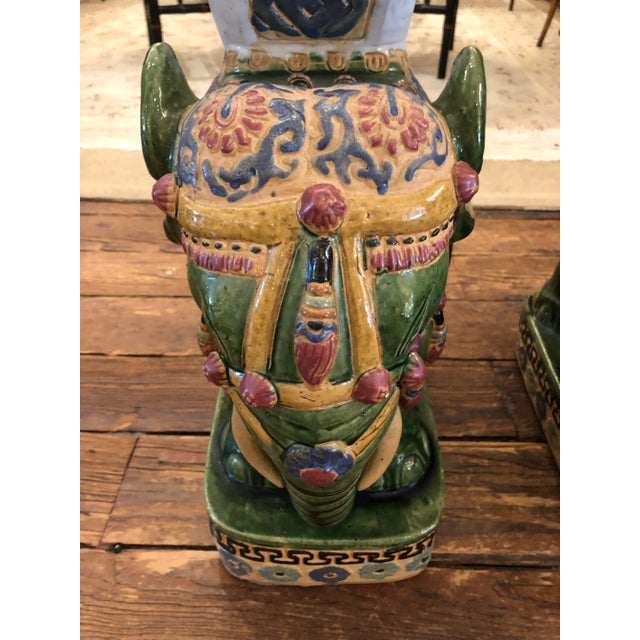 Chinese Chinese Ceramic Elephant Form Garden Seat End Tables- a Pair For Sale - Image 3 of 12