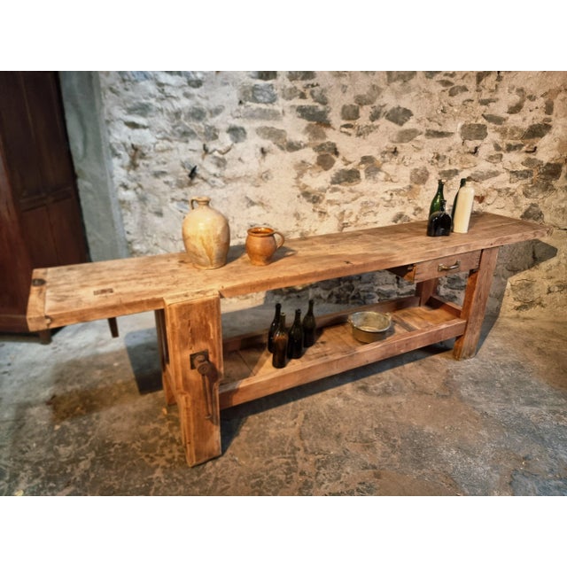 Vintage French Beechwood Workbench, 1920s For Sale - Image 4 of 15