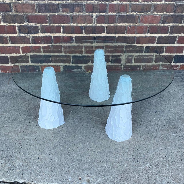 Postmodern 1980s Plaster and Glass Top Coffee Table For Sale - Image 3 of 8