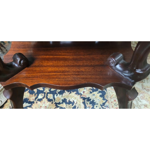 Art Deco Pair 1940s Red Leather Top Side Table For Sale - Image 3 of 13