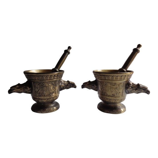 MidCentury Brass Eagle Mortar and Pestle Set 2 Sets Chairish