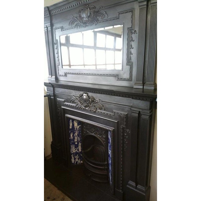 Victorian Cast Iron Fireplace Surround with Overmantel Mirror For Sale - Image 9 of 13