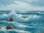 Seascape with Waves Breaking on Rocks - Oil on Canvas by 20th Century British Artist, Fletcher Art measures 24 x 20 inches...