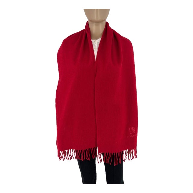 Givenchy Red Solid 100% Wool Scarf For Sale