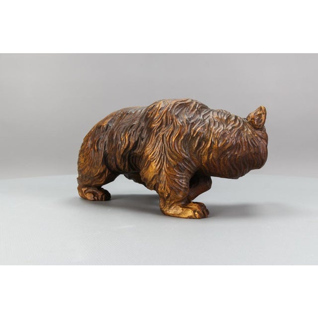 Hand Carved Bear Figure with Glass Eyes, Germany, 1930s For Sale - Image 6 of 18