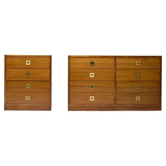 Brown Chest of Drawers Set in Walnut, 1965, Set of 2 For Sale - Image 8 of 8