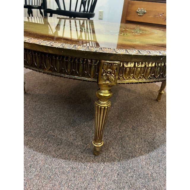 Wood 1950s Rococo Hollywood Regency Gold Painted Coffee Table For Sale - Image 7 of 8