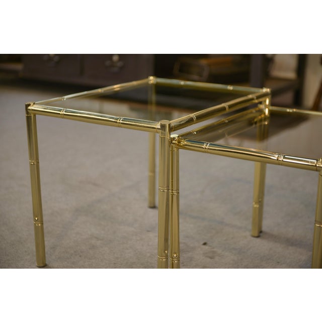 Nesting Tables in Brass with a Bamboo-Like Finish, 1980s, Set of 3 For Sale - Image 6 of 11