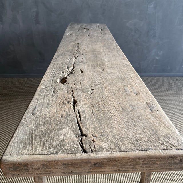 Vintage Elm Wood Drawer Console From Reclaimed Wood 78" For Sale - Image 15 of 15