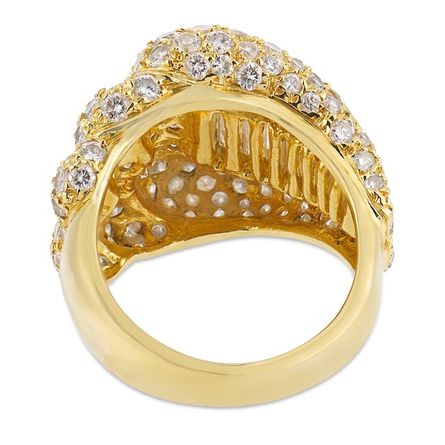 Vintage 4.00 Carat Diamond 18k Yellow Gold Cocktail Ring, Size 6.25 For Sale In Los Angeles - Image 6 of 6