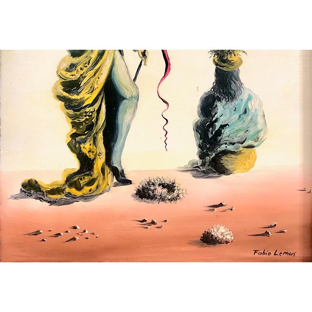 Mid-Century Theatrical Surrealist Signed Painting, by Fabio Lemus For Sale - Image 4 of 8
