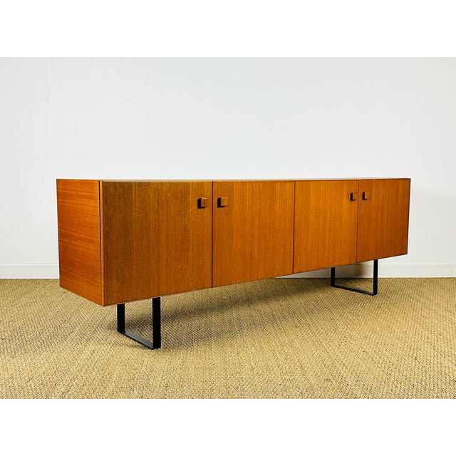 Scandinavian Teak Sideboard with Metal Sled-Style Legs, 1960 For Sale - Image 6 of 15