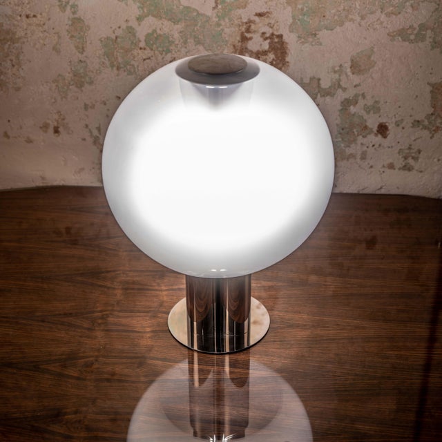 1960s Italian Chrome-Plated Selenova Table Lamp with Glass Tulip, 1960s For Sale - Image 5 of 12