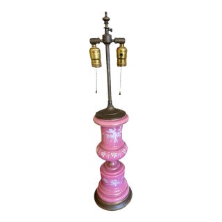 Antique Mary Gregory Pink Opaline Lamp For Sale