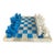 Vintage Blue and White Hand Carved Onyx Aztec Design Chess Set For Sale