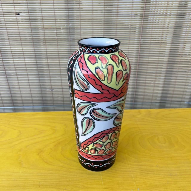 Hand Painted Studio Pottery Vase by the Uncedo Project South Africa. Dated 2002 For Sale In Miami - Image 6 of 13