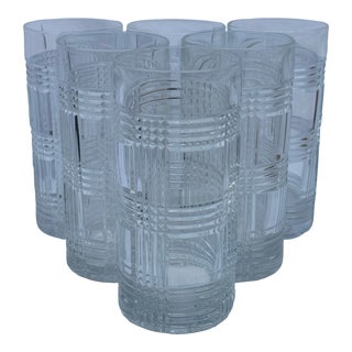 Vintage Ralph Lauren Glen Plaid Highball Drinking Glasses - Set of 6 For Sale