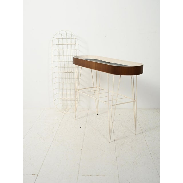 Scandinavian Oval Flower Holder in Metal and Teak, 1960s For Sale - Image 6 of 10