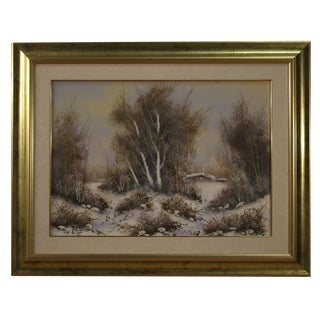 Italian Artist, Winter Landscape, 1970, Oil on Canvas, Framed For Sale