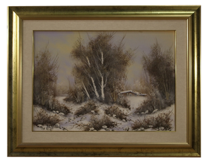 Italian Artist, Winter Landscape, 1970, Oil on Canvas, Framed