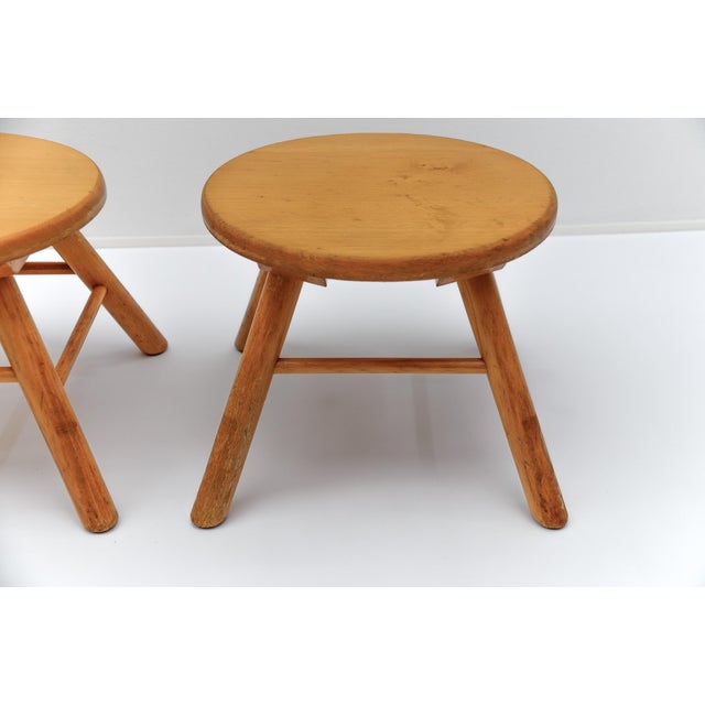 Mid-Century Modern Oak Stools, 1960s, Set of 4 For Sale - Image 10 of 13