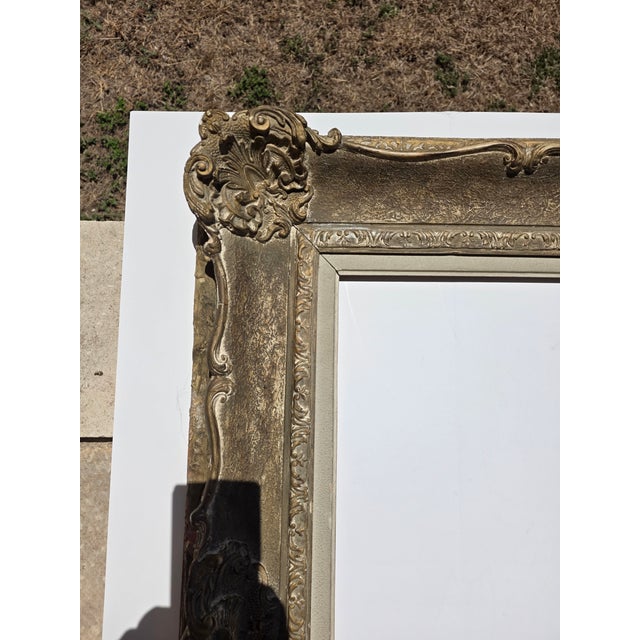 Antique Wood Frame With Carved Gesso Details and Painted Finish For Sale - Image 12 of 18