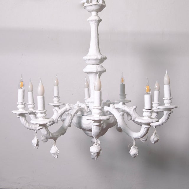 Handcrafted 10-Arm Chandelier in Coated Glass For Sale - Image 14 of 18