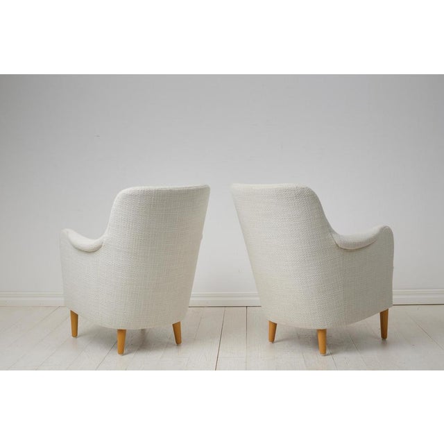 Set of Swedish Modern Samsas White Bouclé Armchairs by Carl Malmsten for O.H. Sjögren For Sale - Image 5 of 6