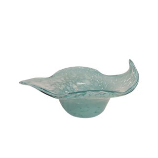 Italian Murano Blue Crystal Bowl, 1980s For Sale