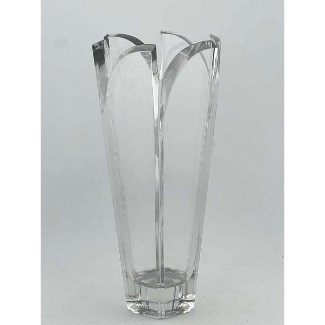 Brutalist Vintage Mikasa Sculptural Crystal Vase For Sale - Image 3 of 6