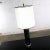 Handsome International Style table lamp after the designs of Walter von Nessen. Great cylindrical shape in chrome and...