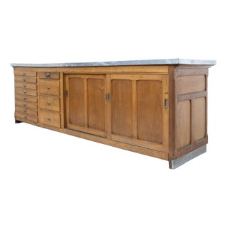 Large 12-Drawer Sliding-Door Workshop Cabinet, 1950 For Sale
