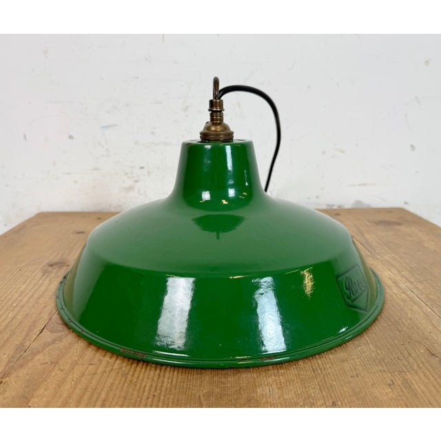 Industrial Green Enamel Factory Pendant Lamp from Revo, 1950s For Sale - Image 14 of 18