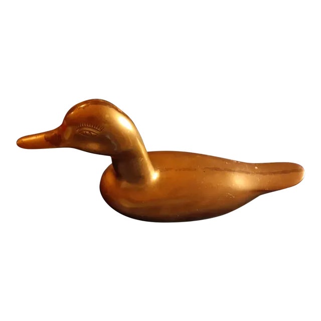 1970s Solid Brass Duck Figurine Made in India For Sale