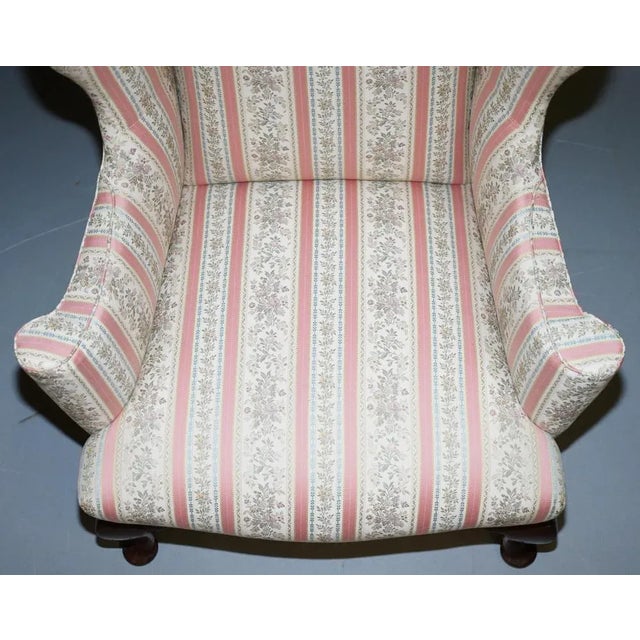 Regency Walnut Wingback Armchair with Striped Fabric from Howard & Sons For Sale - Image 4 of 18