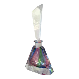 Mid 20th Century Multi-Colored Art Glass Perfume Bottle With Stopper, Made in West Germany