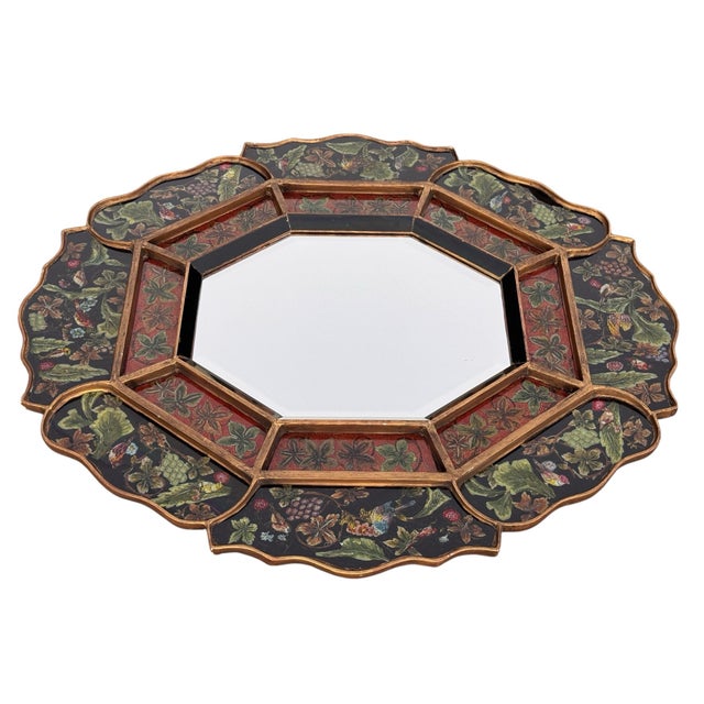 Black Robert M. Weiss Octagonal Mirror in Reverse Painted Frame For Sale - Image 8 of 11