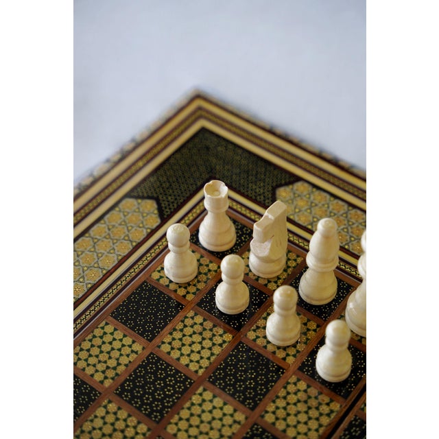 Khatam Marquetry Chess & Backgammon Set, Black Red and Gold, One-of-One For Sale - Image 4 of 6