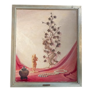 Mid-Century Chinoiserie Still Life Painting by Lorentz Kleiser For Sale