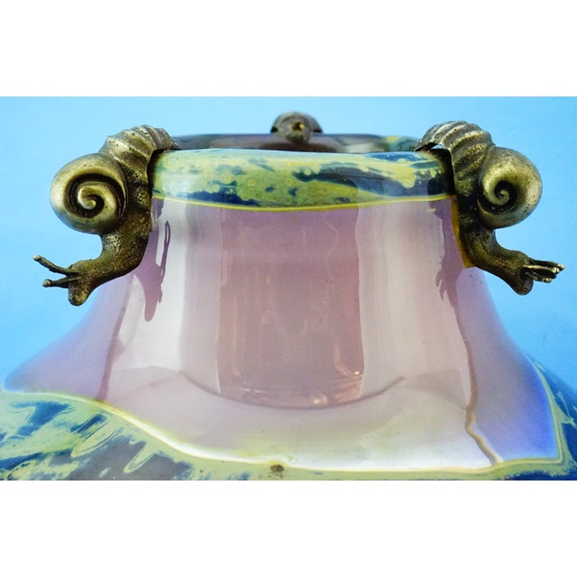 20th Century Studio Glass Vase with Silver Metal Snail by Samuel J Herman for Val Saint Lambert, 1970s For Sale - Image 14 of 18