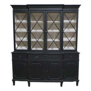 1950s Gustavian Style 4 Glass Door Display Case For Sale