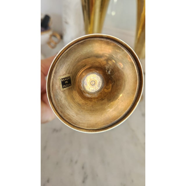 Vintage Indian Brass-Plated Tall Goblets, Set of 3 For Sale - Image 15 of 15