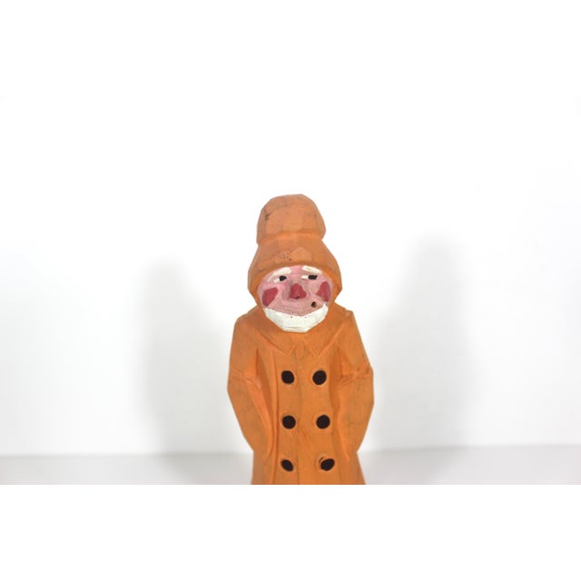 Wood Vintage Hand Carved Wood Captain Fisherman Folk Art For Sale - Image 7 of 8