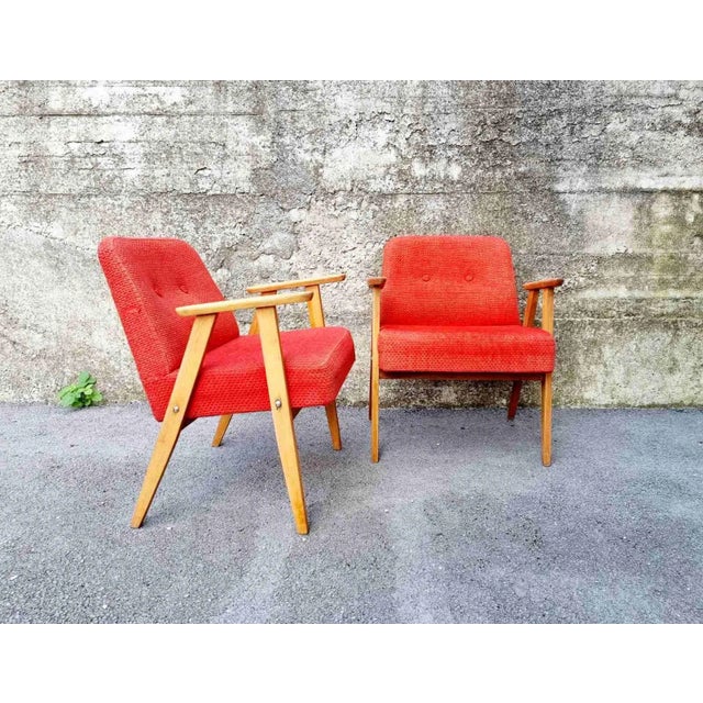 1960s Set of Mid-Century Polish Model 366 Armchairs attributed to Józef Chierowski, 1960s For Sale - Image 5 of 10