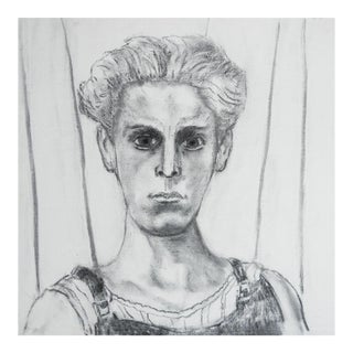 Contemporary Charcoal on Canvas Portrait Drawing For Sale