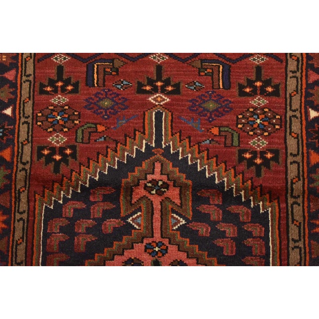 Red Hamedan Rug 3’3” X 5’3” Red Wool Vintage Tribal Hand-Knotted Carpet For Sale - Image 8 of 12