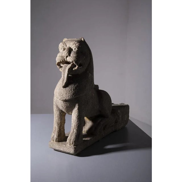Wei Dynasty Chinese Lion Sculpture in Stone, 1800s For Sale - Image 5 of 13