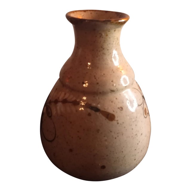 1970s Mexican Tonala Glazed Bud Vase For Sale